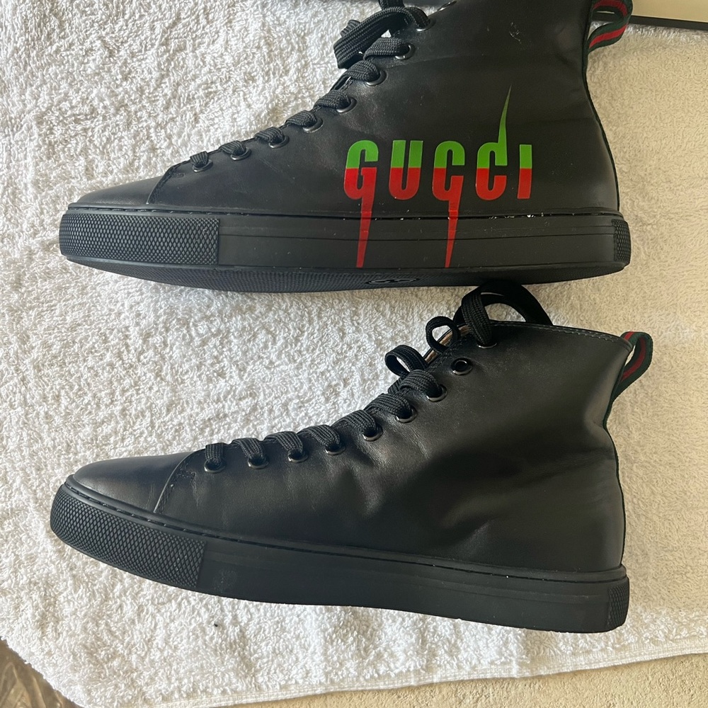 AUTHENTIC BLACK LEATHER GUCCI SNEAKERS… SIZE 40/6 MEN’S OR 9 WOMEN’S… EXCELLENT - Picture 5 of 14